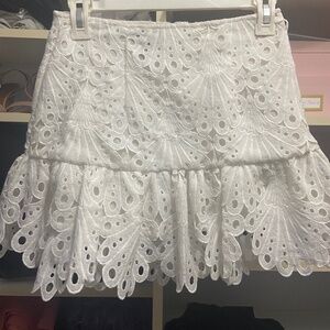 Aqua Eyelet Lace Mini Skirt